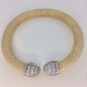 Genuine Beige  Stingray  Leather Bracelet